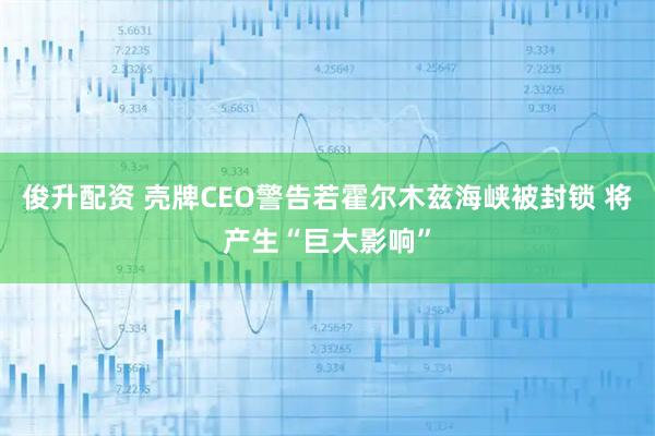 俊升配资 壳牌CEO警告若霍尔木兹海峡被封锁 将产生“巨大影响”